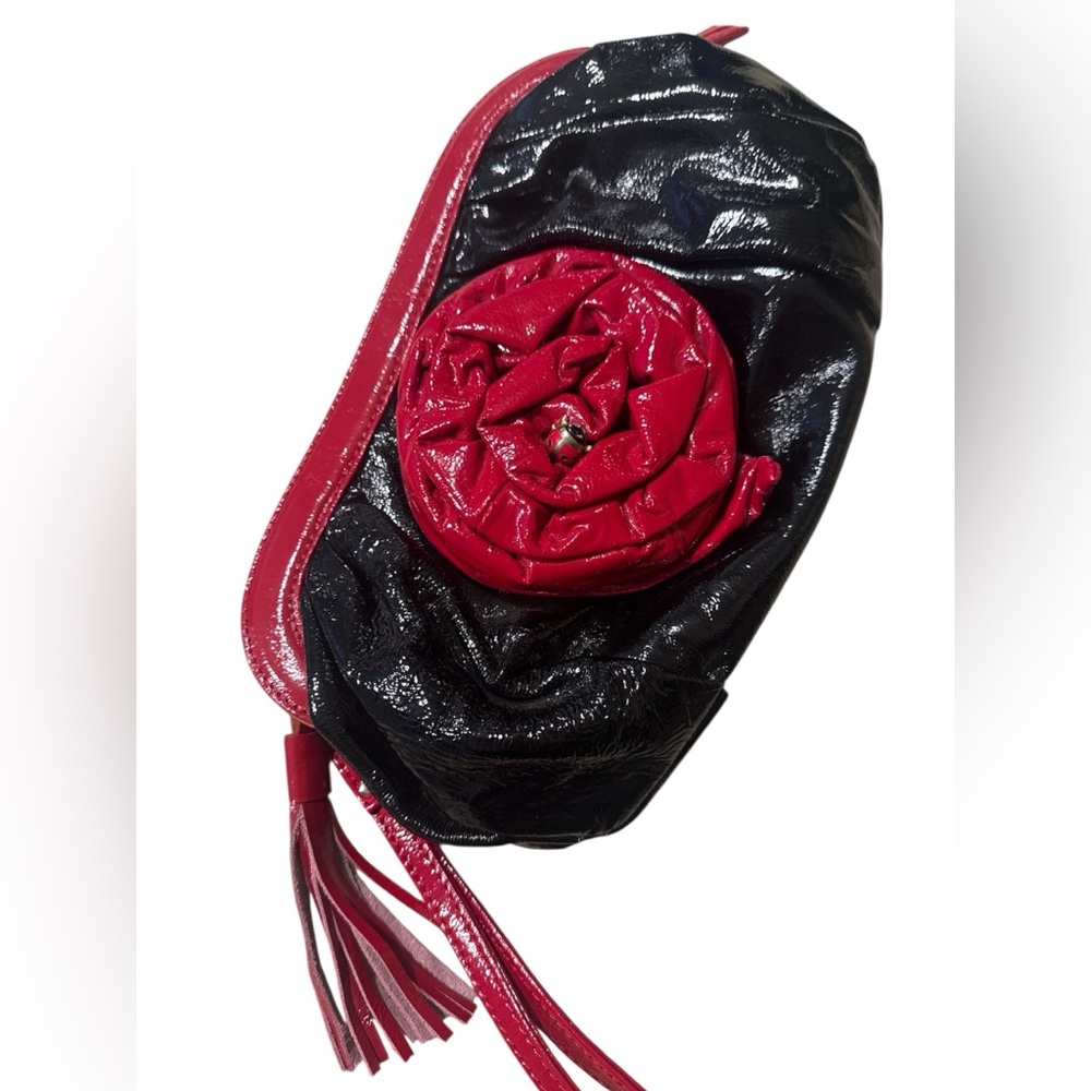 Original by Sharif Genuine leather rose and lady bug red and black clutch bag - Picture 3 of 16